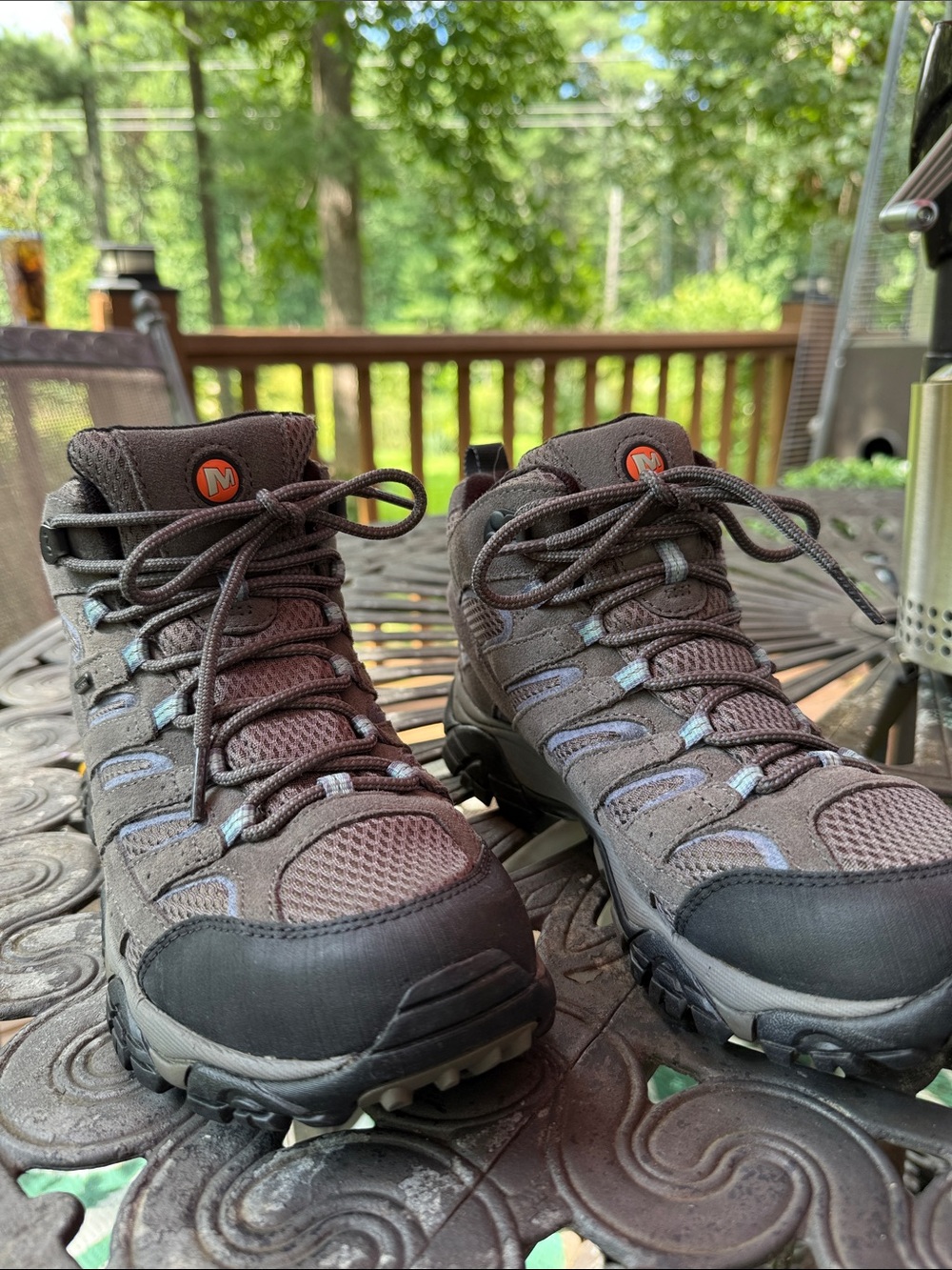 Merrell Women's waterproof Hiking Boots with Light Blue Accents- only worn once!